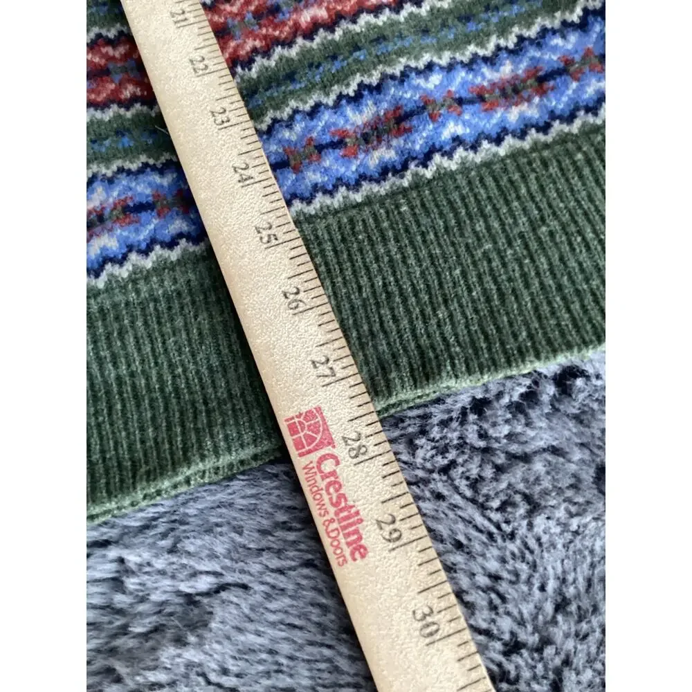 J. CREW Men's Lambswool-Blend‎ Fair Isle Crewneck Jumper Festive Green Size XL